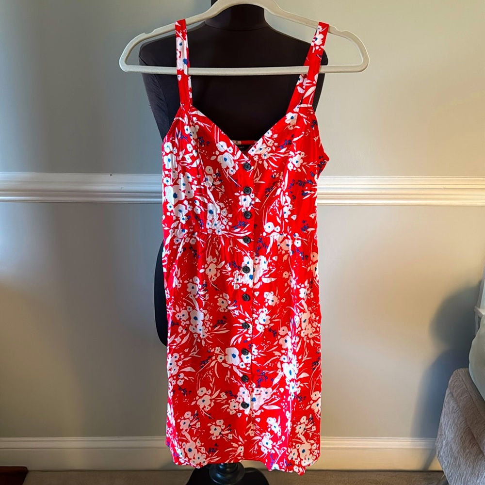 Banana Republic Red Orange Flower Print Dress